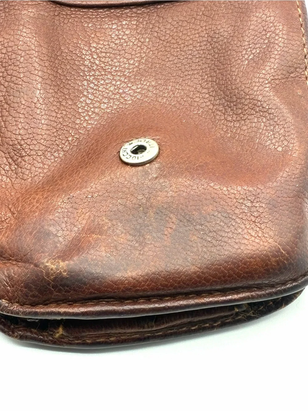 Vintage Original Taxi Wallet Brown Distressed Leather Coin Purse Snap Closure